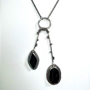 Black Tourmaline 925 Lariat Gemstone Necklace